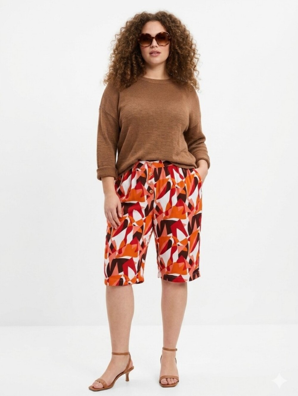 Vibrant Abstract Print Elastic Waist Burmuda Shorts